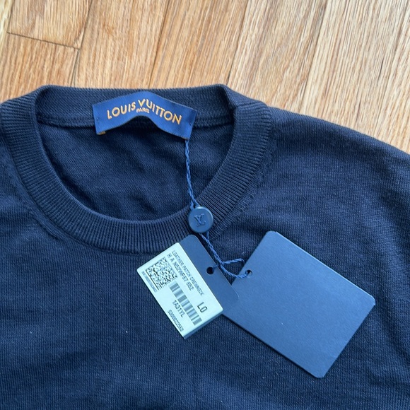 Louis Vuitton ready to wear navy men’s sweater with leather patches NWT L - Picture 2 of 10